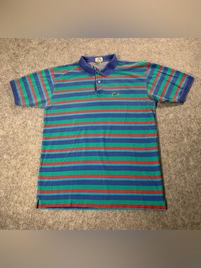 Vintage Lacoste' Blue & Green Striped Polo Shirt